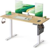 Songmics In hoogte verstelbaar elektrisch bureau – 140 x 60 cm – Goudkleurig Eikenhout