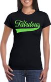 Bellatio Decorations Foute party t-shirt voor dames - Fabulous - groen - glitter - carnaval/themafeest XS