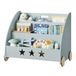 WOLTU Kinderboekenkast van hout, speelgoedrek met 3 niveaus, organiseren voor boeken met wielen voor kinderkamer, grijs