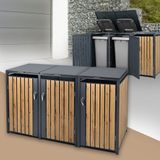 ML-Design Container Ombouw voor 3 containers tot 240 l, 200 x 80 x 120 cm, van staal met eikenhoutlook