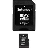 Intenso 3413480 Micro SDHC Class 10 Geheugenkaart, Met Sd-Adapter,32GB,Zwart
