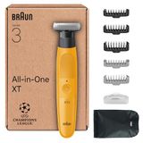 Braun Series XT3 XT3205 Elektrisch scheerapparaat, baardtrimmer en bodygroomer, 7 accessoires, baardtrimmer en lichaamsscheerapparaat, 45 minuten batterij, trimmen en scheren, waterdicht, geel