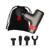 Hi5 10364 General Trillingsmassageapparaat, diep weefsel, massagepistool, massagepistool, voor afvallen na sport, nek, schouders, rug, ontspannen, rustige werking, 4 massagekopen-grijs met fluwelen zak, 900 g