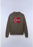 Napapijri D-Mura C NP0A891U Trui Heren L Katoen Effen Ronde Hals Lange Mouw Regular Fit Tea Leaf G0A