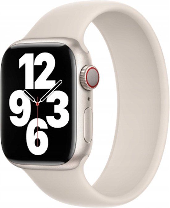 Apple Siliconen solobandje voor de Apple Watch | 44/45/46/49 mm - Maat 9 - Starlight