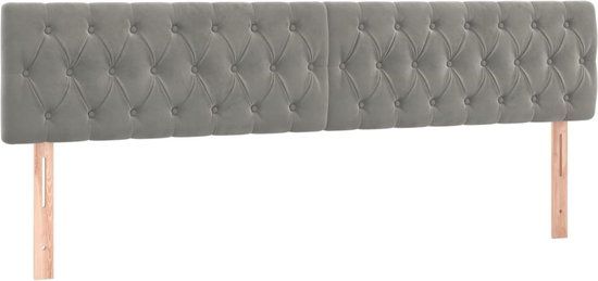 vidaXL Hoofdbord 200x7x78/88 cm fluweel lichtgrijs