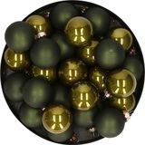 Othmar Decorations Bv Kerstballen set - glas - 36x stuks - groen tinten - 4 cm