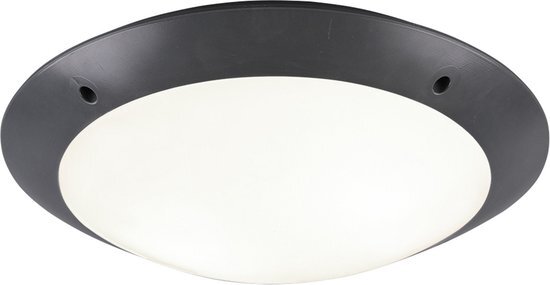 BES LED LED Plafondlamp - Trion Camiro - Opbouw Rond - Waterdicht IP54 - E27 Fitting - 2-lichts - Mat Zwart - Kunststof