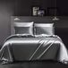 Ensemble de literie en satin - 200 x 200 cm - Gris foncé/Gris clair - Inclut 2 taies d'oreiller
