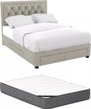 Vente-unique Bedframe fluweel beige 180 x 200 cm (Super King Size Bed)