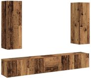 vidaXL - Tv-wandkasten - 5 - st - bewerkt - hout - oud - houtkleurig