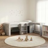 vidaXL Kinderhoogslaper met bureau Betongrijs 75 x 190 cm Bewerkt hout
