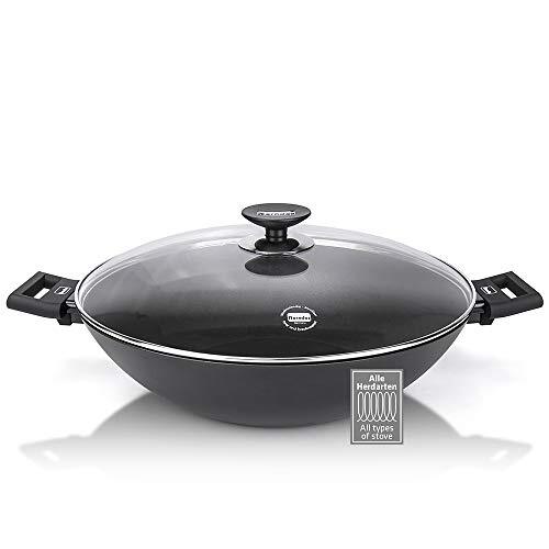 Berndes Alu Induction wok met deksel 36 cm, 6,4 liter, gesmeed aluminium