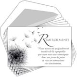 AFIE Set van 5 bedankkaarten en 5 witte enveloppen, formaat 9 x 14 cm, tekstsympathie, rouw, dood, begrafenis, bloemen, zaadwind, gemaakt in Frankrijk, zak C5250