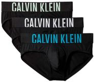 Calvin Klein Men's Hip Briefs - Black Bodies / White / Teal Breeze / Frozen - Logo Pattern - Microfiber - Size XL