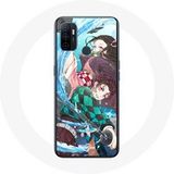 Maniacase Etui voor Oppo A53 Tanjiro en Nezuko Demon Slayer Kimetsu no Yaiba Anime