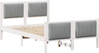 vidaXL Cadre de lit, blanc et gris clair, 120 x 190 cm, pin massif