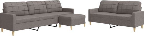 vidaXL 3-delige Loungeset met voetenbank stof taupe
