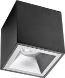 BES LED Opbouwspot GU10 Pragmi Cliron Pro Vierkant Mat Zwart/Zilver Aluminium Verdiept 90mm