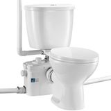 StarTech Latios Toilet met Vermaler - Maceratortoilet - 800 W Vermalerpomp - Achteruitlaat - Dubbele Spoeling - 4 Inlaten - Keldertoilet - Wit