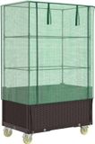 vidaXL Plantenbak verhoogd met hoes en wielen 80x50x182 cm rattanlook