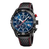 Festina F20519/2 Heren Horloge - Chronograaf - Mineraalglas - Roestvrijstaal/Leer - Zwart - Ø 45 mm - Quartz - Gesp - 10 ATM (zwemmen)