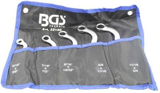 Bgs Ringsleutelset S vormig 5 delig 32150 - Ringsleutelset S vormig 5 delig
