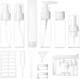 12 Bol 12-delige reisflesjesset voor vulling, reisflesjes 30/50 ml, transparante spuitfles, kleine crèmeblikjes, schuimdispenser, pompdispenser shampoo, reisaccessoires voor cosmetica
