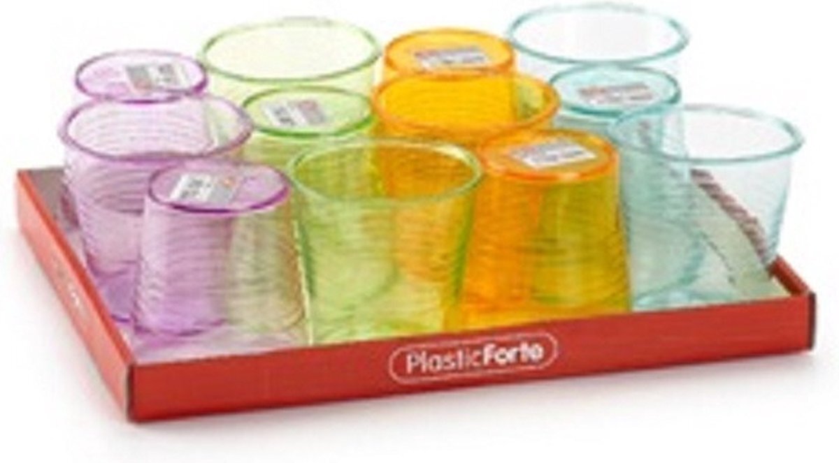 Forte Plastics 48x stuks Drinkglazen/limonadeglazen gekleurd 360 ml - Sapglazen/waterglazen onbreekbaar kunststof voor kinderen