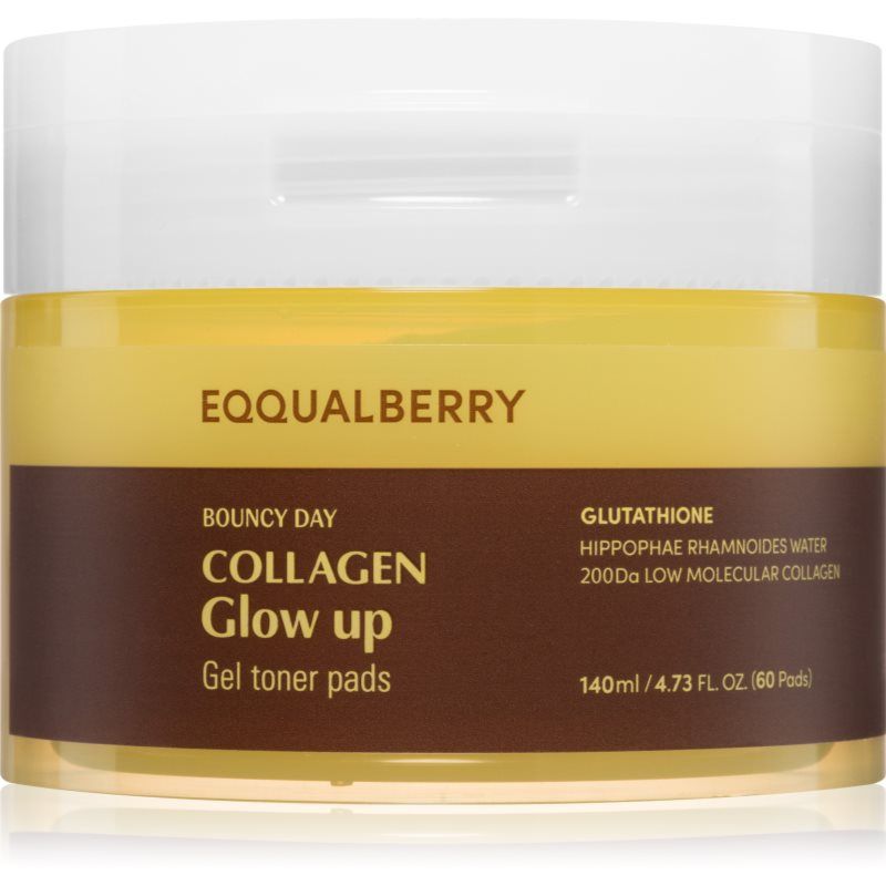 EQQUALBERRY EQUALBERRY Collagen Glow Up Gel Toner Pads, 60 Pads, 140ml, Hydraterende en Verhelderende Koreaanse Huidverzorging