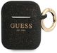 Guess Silicone Glitter Case - Geschikt voor Apple Airpods 1 & 2 - Zwart