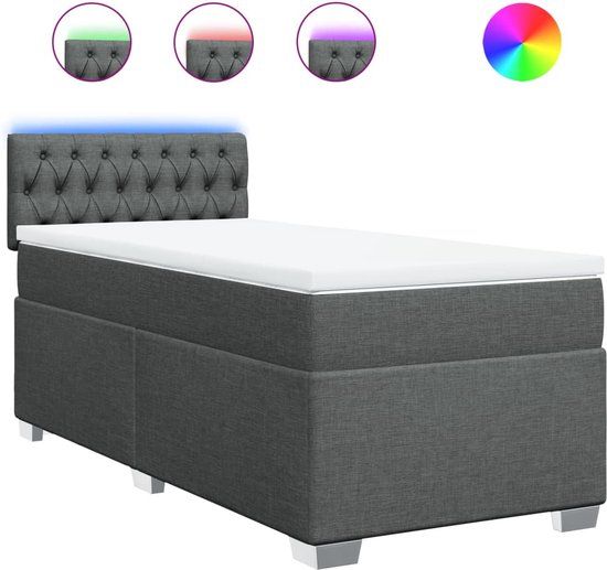 vidaXL Boxspring met matras stof donkergrijs 80x200 cm