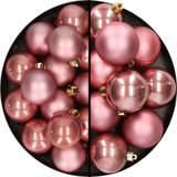 Decoris Kaemingk B.V. 28x stuks kunststof kerstballen oudroze 4 en 6 cm