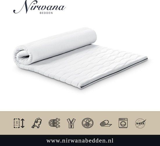 Nirwana Bedden Topper - Dekmatras Nasa traagschuim 130x200 cm - Wit