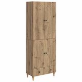 vidaXL - Bank loungeset - 2 zitplekken - Bewerkt hout - Artisanaal eikenkleurig