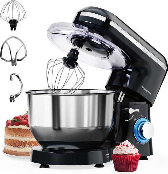 Vivid Green ProMix Keukenmachine - 2000W - Zwart - 6.2L - Keukenmixer