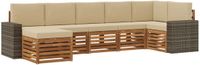 vidaXL Hoek loungeset 7-delig Acacia Hout Natuurlijk en Beige