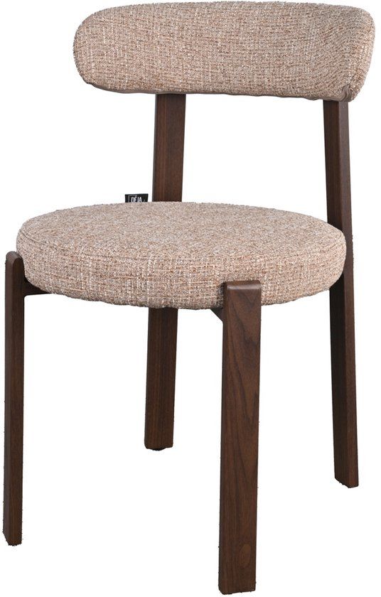 DÉJA Living Eetkamerstoel Lagan - Taupe/Walnoot Stof - Set van 2