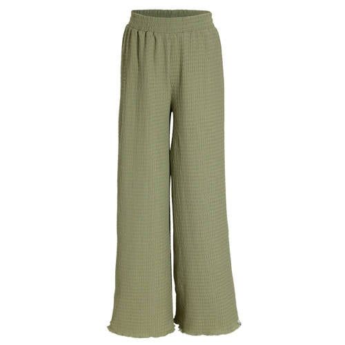 Me & My Monkey regular waist casual broek groen met textuur