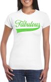 Bellatio Decorations Foute party t-shirt voor dames - Fabulous - wit - glitter - carnaval/themafeest XS