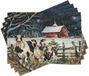Merkloos / Sans marque Placemats - Tafelmatten - Tafeldecoratie - Digitale Print - 4 stuks 30x45 - Beige grijs robijn