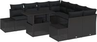 vidaXL Tuinbank Set Zwart Polyrattan