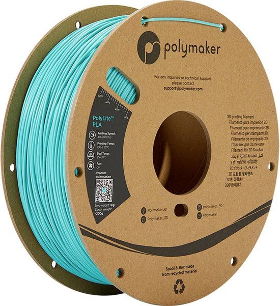 Polymaker PA02025 PolyLite Filament PLA kunststof 2.85 mm 1000 g Turquoise