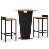 vidaXL 3-delige Tuinbarset Poly Rattan en Massief Acaciahout Zwart