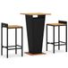 vidaXL 3-delige Tuinbarset Poly Rattan en Massief Acaciahout Zwart