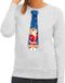 Bellatio Decorations Shoppartners Bv Foute kersttrui / sweater stropdas met kerstman print grijs voor dames L