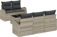vidaXL Tuinbank Set Lichtgrijs Polyrattan