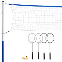 Franklin Sports Draagbare badmintonset - Badmintonnet voor volwassenen en kinderen - inclusief 4 rackets