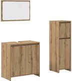 vidaXL 3-delige Badkamermeubelset bewerkt hout artisanaal eikenkleur