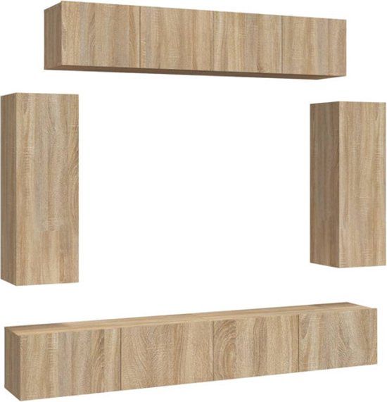 vidaXL 6-delige Tv-meubelset bewerkt hout sonoma eikenkleurig